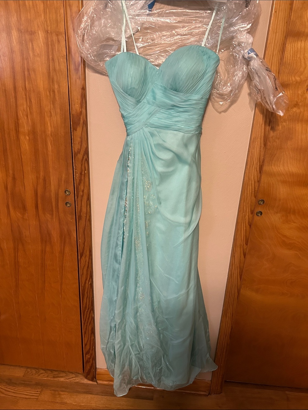 Strapless Sweetheart Evening Dress in Aqua
